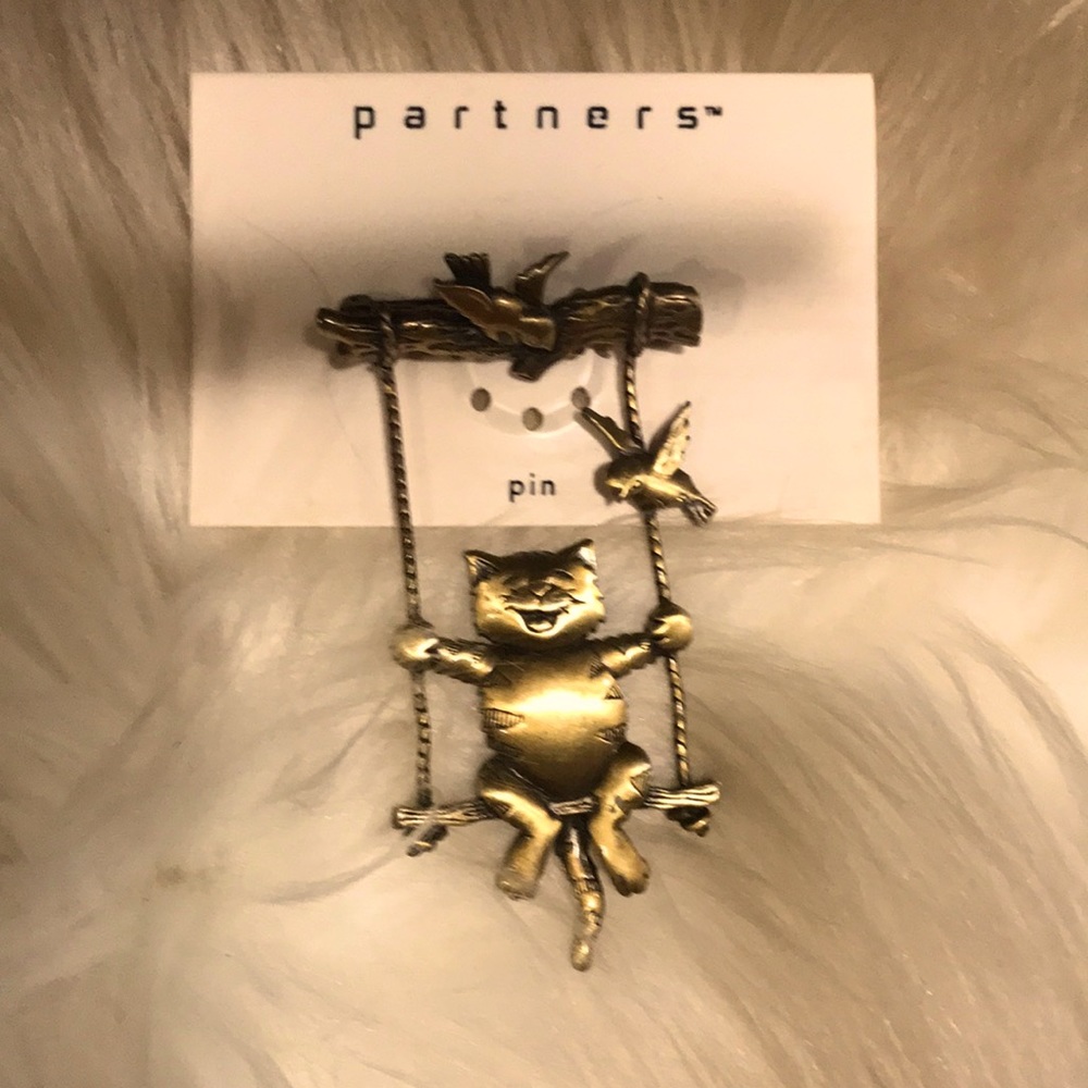 Partners Vintage Cat On a Swing Pin